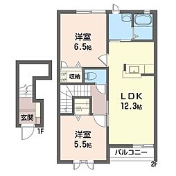 メゾン・アンダルシアB 2LDKの間取図画像