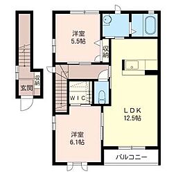 アムールB 2LDKの間取図画像