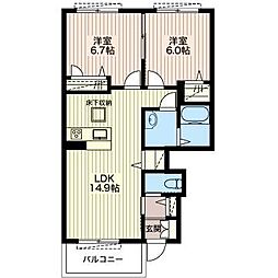 シャーメゾン・ヴィラ3 2LDKの間取図画像