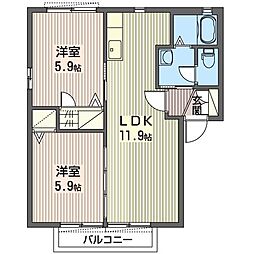 グランシードE 2LDKの間取図画像