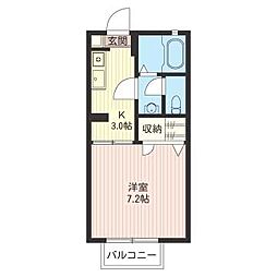 グラン・ベールe 1Kの間取図画像