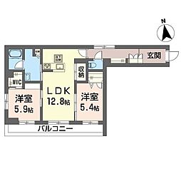 シャーメゾン湘南茅ヶ崎香川 2LDKの間取図画像