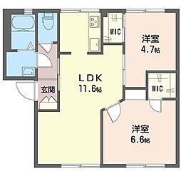 クレセントハイツ・フタミ 2LDKの間取図画像