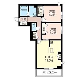 プレミアムレジデンス 2LDKの間取図画像