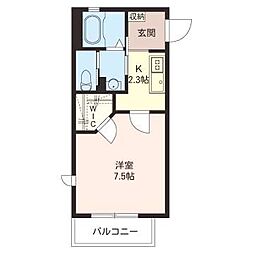 ルミエール・カズ 1Kの間取図画像