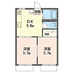 ハイツ霞台 2DKの間取図画像