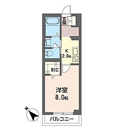 クレ・ドゥ・ボヌール 1Kの間取図画像