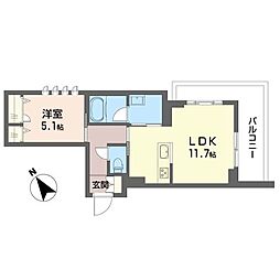 アイル　ルィーズ 00407 4階1LDKの間取り