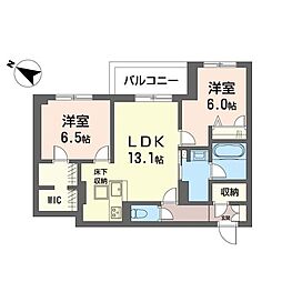 デルフィ淕番館 2LDKの間取図画像