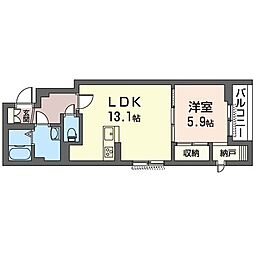 チムニー 1LDKの間取図画像