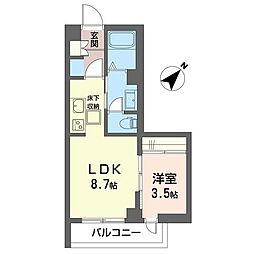 ラフィネII 1LDKの間取図画像