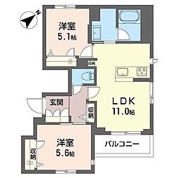 アリスティオ浦安 2LDKの間取図画像
