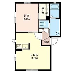 アークコート下大島1 1LDKの間取図画像