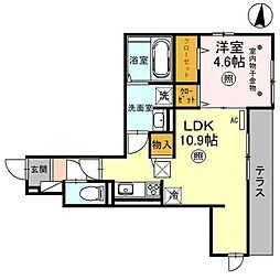 D-room羅漢町 1LDKの間取図画像