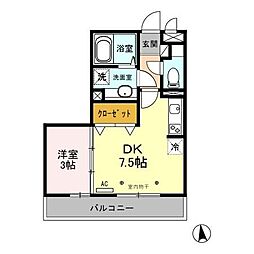エピナール　E 1階1DKの間取り