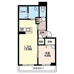 アルフラットB 1LDKの間取図画像
