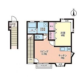 コンシャス　II 2階1LDKの間取り