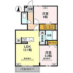 伊勢崎市田中島町アパート 2LDKの間取図画像