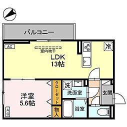 フェリーチェ　Maebashi 201 2階1LDKの間取り