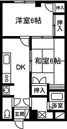 滝沢ハイツ 3階2DKの間取り