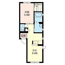 ヴィラ・ブルーノD 2階1LDKの間取り