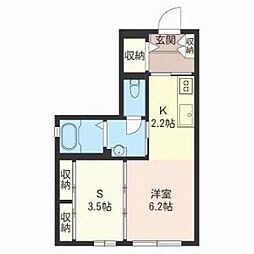 アン・グレーヌ 1階1SKの間取り