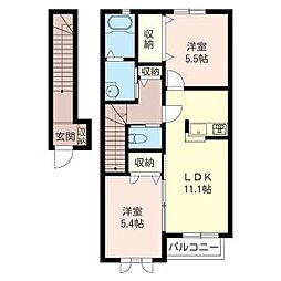sakura 2階2LDKの間取り
