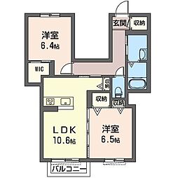 グレイスメゾン 1階2LDKの間取り
