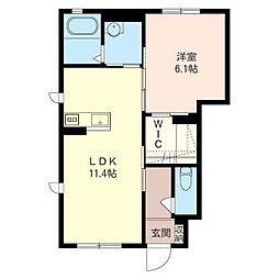 メゾンサンモール 1階1LDKの間取り