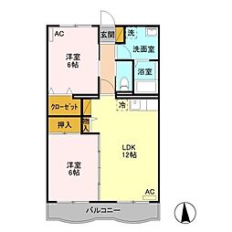 エディフィスＫＴ 2階2LDKの間取り