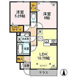 メゾン・ド・ミッシェル 1階2LDKの間取り