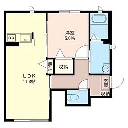 ケイコーポE 1階1LDKの間取り