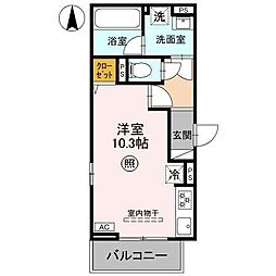 la chance ワンルームの間取図画像