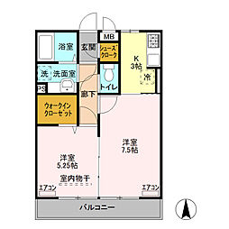 サンライトレジデンス駒形 2Kの間取図画像