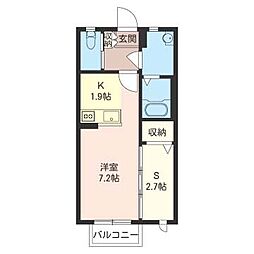 シャインミヤマエF 1LDKの間取図画像