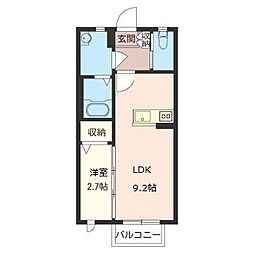 シャインミヤマエF 1LDKの間取図画像