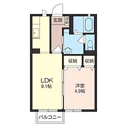 ウィル・ヴィレッジA 1LDKの間取図画像