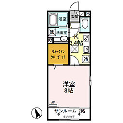 ルビーD 1Kの間取図画像