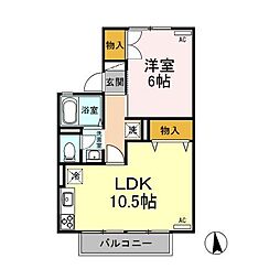 エピナールA 1LDKの間取図画像