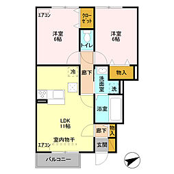 ミッドパレス2 2LDKの間取図画像