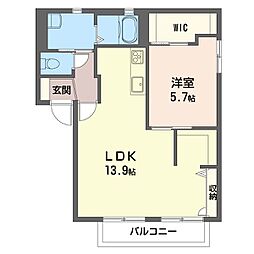 クレールハイツB 1LDKの間取図画像