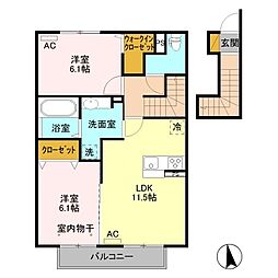 ブルージュ 2LDKの間取図画像