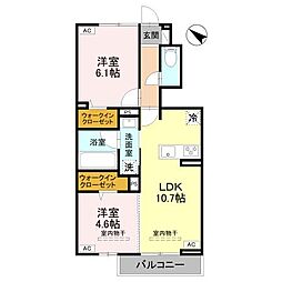 コンドミーニョ ジャルディ-二 2LDKの間取図画像