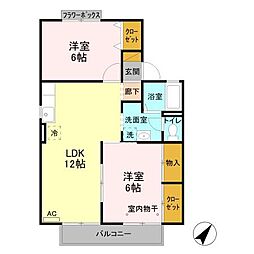 プルミエ・ラムールA 2LDKの間取図画像