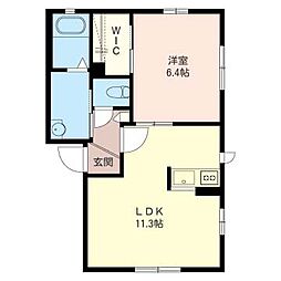 アークコート下大島1 1LDKの間取図画像