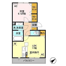 勝山2 1LDKの間取図画像