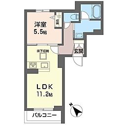 ラ・シャンス 1階1LDKの間取り