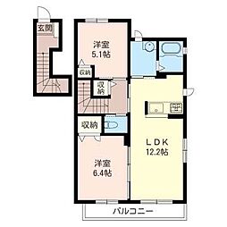 ジョォリィメゾン 2LDKの間取図画像