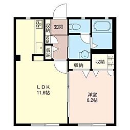 リヴェールおおたかの森 1LDKの間取図画像