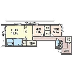 アチェロストラーダ 2LDKの間取図画像
